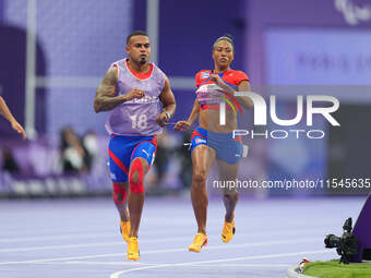 Omara Durand Elias of Cuba in action in Women's 100m - T12 Round 1 during the Paris 2024 Paralympic Games at Stade de France on September 4,...