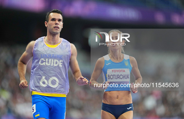 Oksana Boturchuk of Ukraine in action in Women's 100m - T12 Round 1 during the Paris 2024 Paralympic Games at Stade de France on September 4...