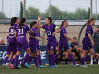 Women soccer players of Anderlecht celebrate scoring the 3-0 goal during the UEFA Women's Champions League First qualifying round, Semi-fina...