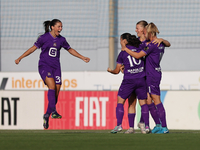 Stefania Vatafu (3rd R) of Anderlecht celebrates scoring the 1-0 goal with teammates during the UEFA Women's Champions League First qualifyi...