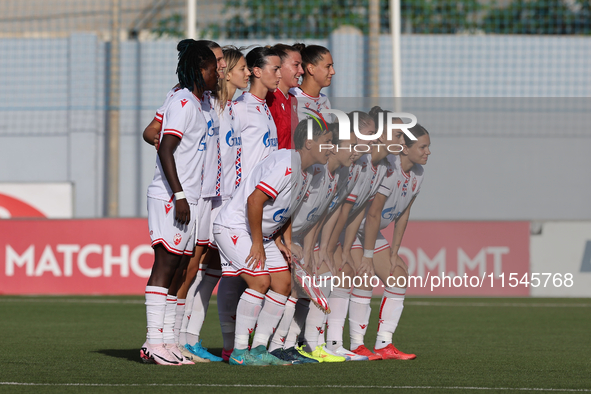 Soccer players from Crvena Zvezda group for a team photo prior to the UEFA Women's Champions League First qualifying round, Semi-finals CP-G...