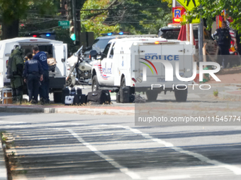 D.C. Police and Fire Department respond to the Israeli Embassy for a suspicious package in Washington, D.C., United States, on September 4,...