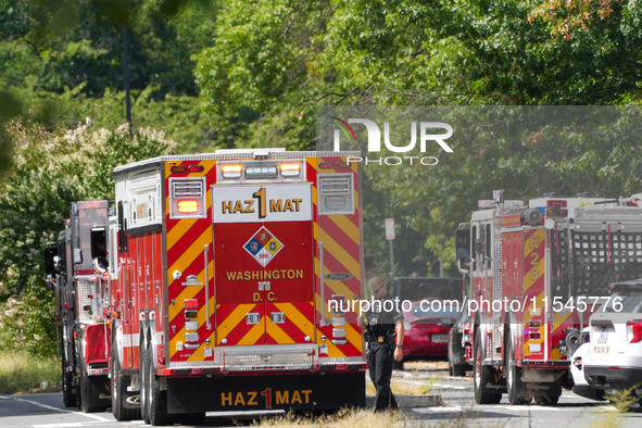 D.C. Police and Fire Department respond to the Israeli Embassy for a suspicious package in Washington, D.C., United States, on September 4,...