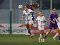 Nina Cavic of Crvena Zvezda heads the ball during the UEFA Women's Champions League First qualifying round, Semi-finals CP-Group 4 soccer ma...