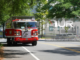 D.C. Police and Fire Department respond to the Israeli Embassy for a suspicious package in Washington, D.C., United States, on September 4,...