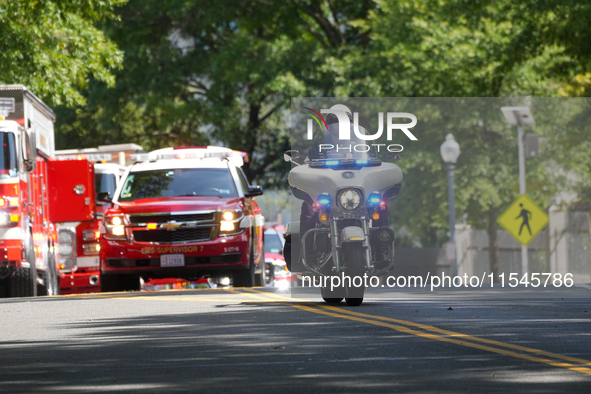 D.C. Police and Fire Department respond to the Israeli Embassy for a suspicious package in Washington, D.C., United States, on September 4,...