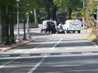 D.C. Police and Fire Department respond to the Israeli Embassy for a suspicious package in Washington, D.C., United States, on September 4,...