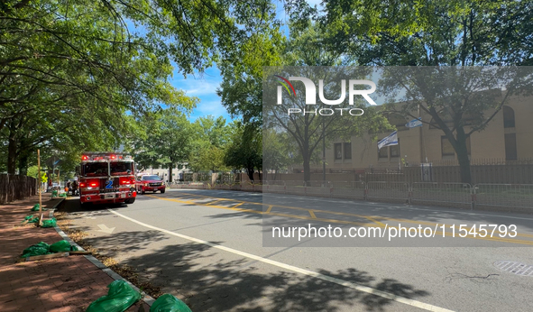 D.C. Police and Fire Department respond to the Israeli Embassy for a suspicious package in Washington, D.C., United States, on September 4,...