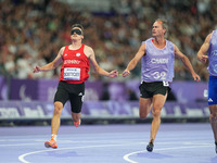 Marcel Boettger of Germany in action in Men's 100m - T11 Semi-Finals during the Paris 2024 Paralympic Games at Stade de France on September...