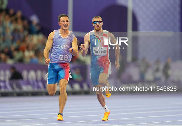 Timothee Adolphe of France in action in Men's 100m - T11 Semi-Finals during the Paris 2024 Paralympic Games at Stade de France on September...