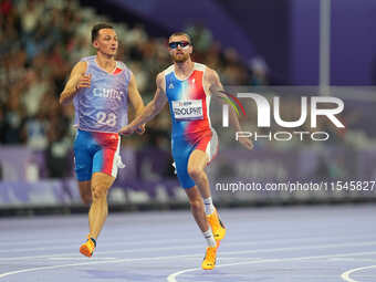 Timothee Adolphe of France in action in Men's 100m - T11 Semi-Finals during the Paris 2024 Paralympic Games at Stade de France on September...