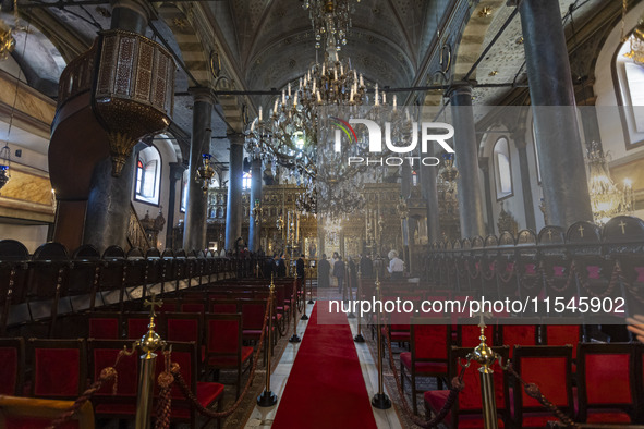 Inside he Patriarchal Cathedral Church of St. George at the Ecumenical Patriarchate of Constantinople of the Eastern Orthodox Church known a...