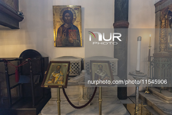 Inside he Patriarchal Cathedral Church of St. George at the Ecumenical Patriarchate of Constantinople of the Eastern Orthodox Church known a...