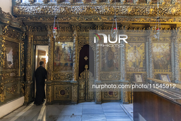 Inside he Patriarchal Cathedral Church of St. George at the Ecumenical Patriarchate of Constantinople of the Eastern Orthodox Church known a...