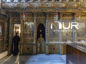 Inside he Patriarchal Cathedral Church of St. George at the Ecumenical Patriarchate of Constantinople of the Eastern Orthodox Church known a...