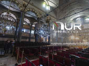 Inside he Patriarchal Cathedral Church of St. George at the Ecumenical Patriarchate of Constantinople of the Eastern Orthodox Church known a...