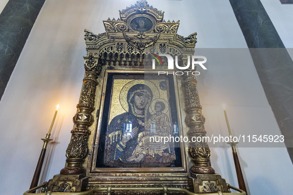 Inside he Patriarchal Cathedral Church of St. George at the Ecumenical Patriarchate of Constantinople of the Eastern Orthodox Church known a...