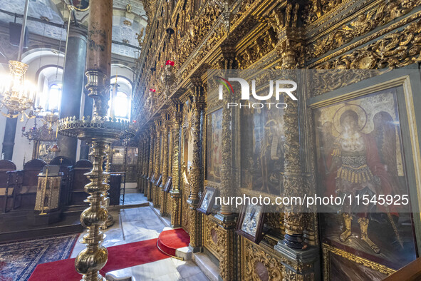 Inside he Patriarchal Cathedral Church of St. George at the Ecumenical Patriarchate of Constantinople of the Eastern Orthodox Church known a...