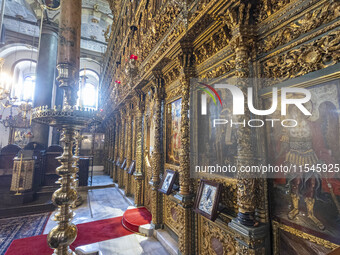 Inside he Patriarchal Cathedral Church of St. George at the Ecumenical Patriarchate of Constantinople of the Eastern Orthodox Church known a...