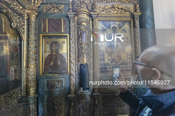 Inside he Patriarchal Cathedral Church of St. George at the Ecumenical Patriarchate of Constantinople of the Eastern Orthodox Church known a...