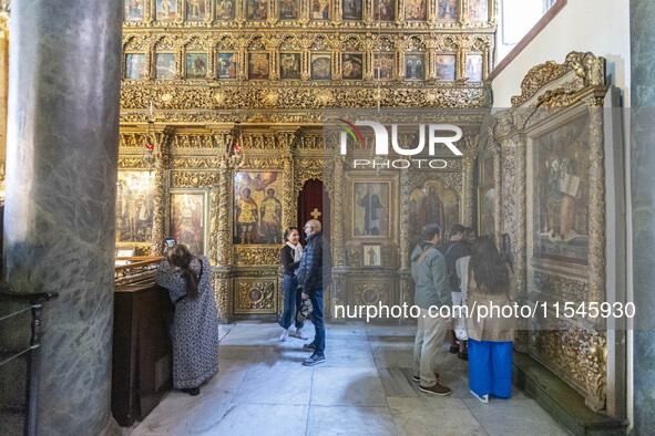 Inside he Patriarchal Cathedral Church of St. George at the Ecumenical Patriarchate of Constantinople of the Eastern Orthodox Church known a...