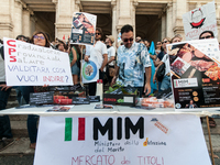 Temporary teachers, support teachers, and parents of disabled children demonstrate in front of the Ministry of Education and Merit against p...