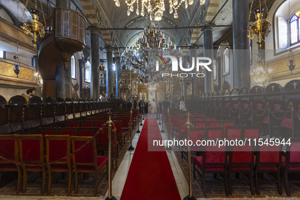 Inside he Patriarchal Cathedral Church of St. George at the Ecumenical Patriarchate of Constantinople of the Eastern Orthodox Church known a...