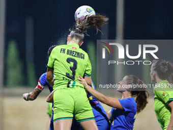 Anastasija Bulic of Breznica heads the ball during the UEFA Women's Champions League First qualifying round, Semi-finals CP-Group 4 soccer m...