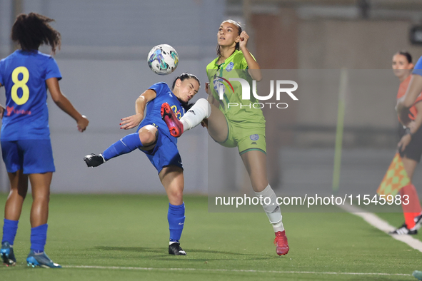 Anastasija Bulic (R) of Breznica is in action during the UEFA Women's Champions League First qualifying round, Semi-finals CP-Group 4 soccer...