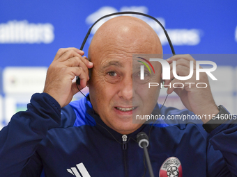 Qatar national team head coach Marquez Lopez attends a press conference at Ahmad Bin Ali Stadium in Al Rayyan, Qatar, on September 4, 2024,...