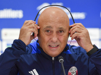 Qatar national team head coach Marquez Lopez attends a press conference at Ahmad Bin Ali Stadium in Al Rayyan, Qatar, on September 4, 2024,...