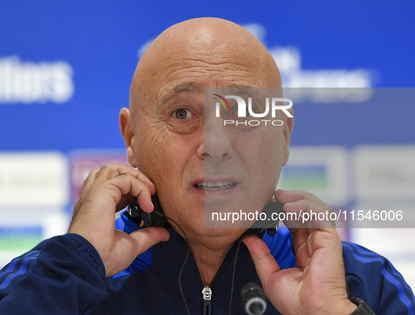 Qatar national team head coach Marquez Lopez attends a press conference at Ahmad Bin Ali Stadium in Al Rayyan, Qatar, on September 4, 2024,...