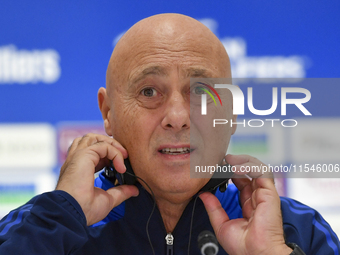 Qatar national team head coach Marquez Lopez attends a press conference at Ahmad Bin Ali Stadium in Al Rayyan, Qatar, on September 4, 2024,...