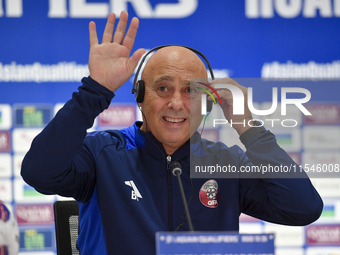 Qatar national team head coach Marquez Lopez attends a press conference at Ahmad Bin Ali Stadium in Al Rayyan, Qatar, on September 4, 2024,...