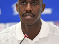 Qatar national team player Moez Al Ali attends a press conference at Ahmad Bin Ali Stadium in Al Rayyan, Qatar, on September 4, 2024, ahead...