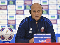 Qatar national team head coach Marquez Lopez attends a press conference at Ahmad Bin Ali Stadium in Al Rayyan, Qatar, on September 4, 2024,...