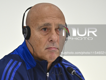 Qatar national team head coach Marquez Lopez attends a press conference at Ahmad Bin Ali Stadium in Al Rayyan, Qatar, on September 4, 2024,...