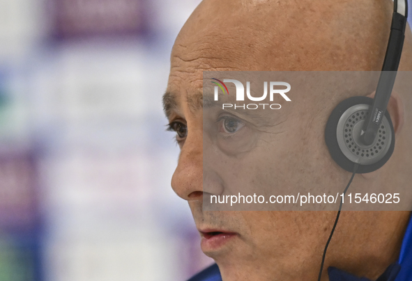 Qatar national team head coach Marquez Lopez attends a press conference at Ahmad Bin Ali Stadium in Al Rayyan, Qatar, on September 4, 2024,...