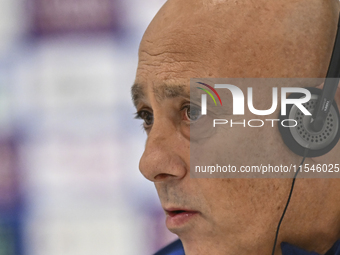 Qatar national team head coach Marquez Lopez attends a press conference at Ahmad Bin Ali Stadium in Al Rayyan, Qatar, on September 4, 2024,...