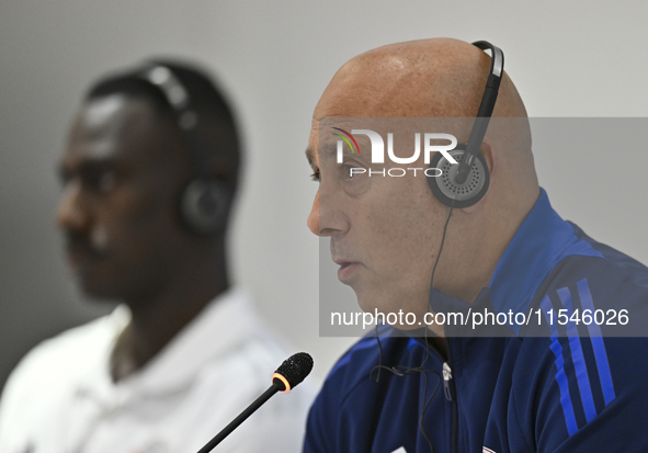 Qatar national team head coach Marquez Lopez attends a press conference at Ahmad Bin Ali Stadium in Al Rayyan, Qatar, on September 4, 2024,...