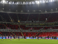 Players of the Qatar National team train at Ahmad Bin Ali Stadium in Al Rayyan, Qatar, on September 4, 2024, on the eve of their Qualificati...