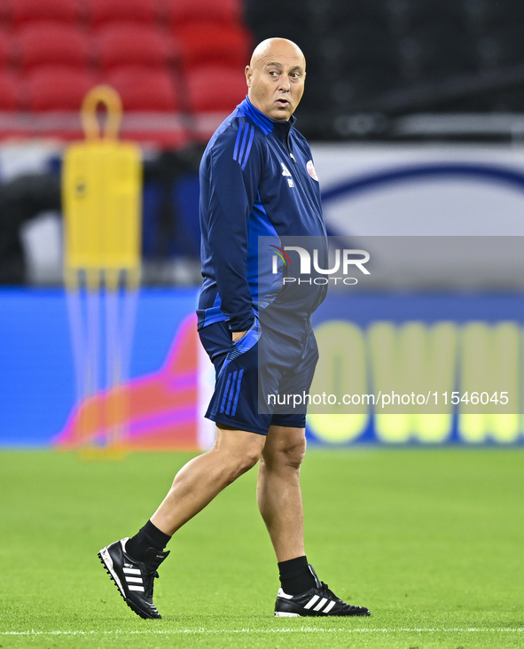 Head coach Marquez Lopez of the Qatar national team attends a training session at Ahmad Bin Ali Stadium in Al Rayyan, Qatar, on September 4,...