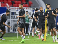 Players of the Qatar National team train at Ahmad Bin Ali Stadium in Al Rayyan, Qatar, on September 4, 2024, on the eve of their Qualificati...