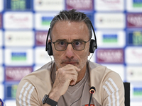 United Arab Emirates national team head coach Paulo Bento attends a press conference at Ahmad Bin Ali Stadium in Al Rayyan, Qatar, on Septem...