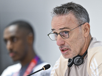 United Arab Emirates national team head coach Paulo Bento attends a press conference at Ahmad Bin Ali Stadium in Al Rayyan, Qatar, on Septem...