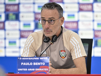 United Arab Emirates national team head coach Paulo Bento attends a press conference at Ahmad Bin Ali Stadium in Al Rayyan, Qatar, on Septem...