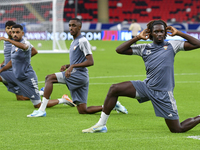 Junior Ndiaye of the United Arab Emirates National team trains at Ahmad Bin Ali Stadium in Al Rayyan, Qatar, on September 4, 2024, on the ev...