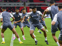 Players of the United Arab Emirates National team train at Ahmad Bin Ali Stadium in Al Rayyan, Qatar, on September 4, 2024, on the eve of th...