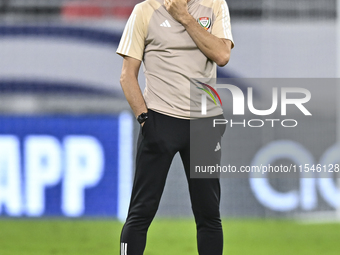 Head coach Paulo Bento of the United Arab Emirates National Team attends a training session at Ahmad Bin Ali Stadium in Al Rayyan, Qatar, on...