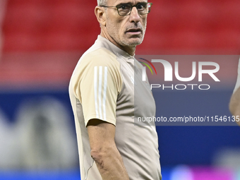 Head coach Paulo Bento of the United Arab Emirates National Team attends a training session at Ahmad Bin Ali Stadium in Al Rayyan, Qatar, on...